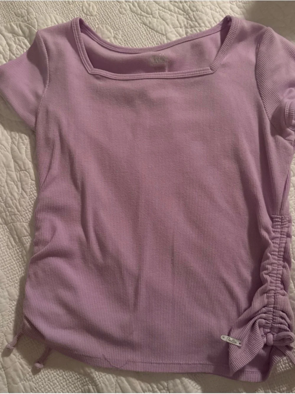 Justice Lavender Square Neck Short Sleeve Top
